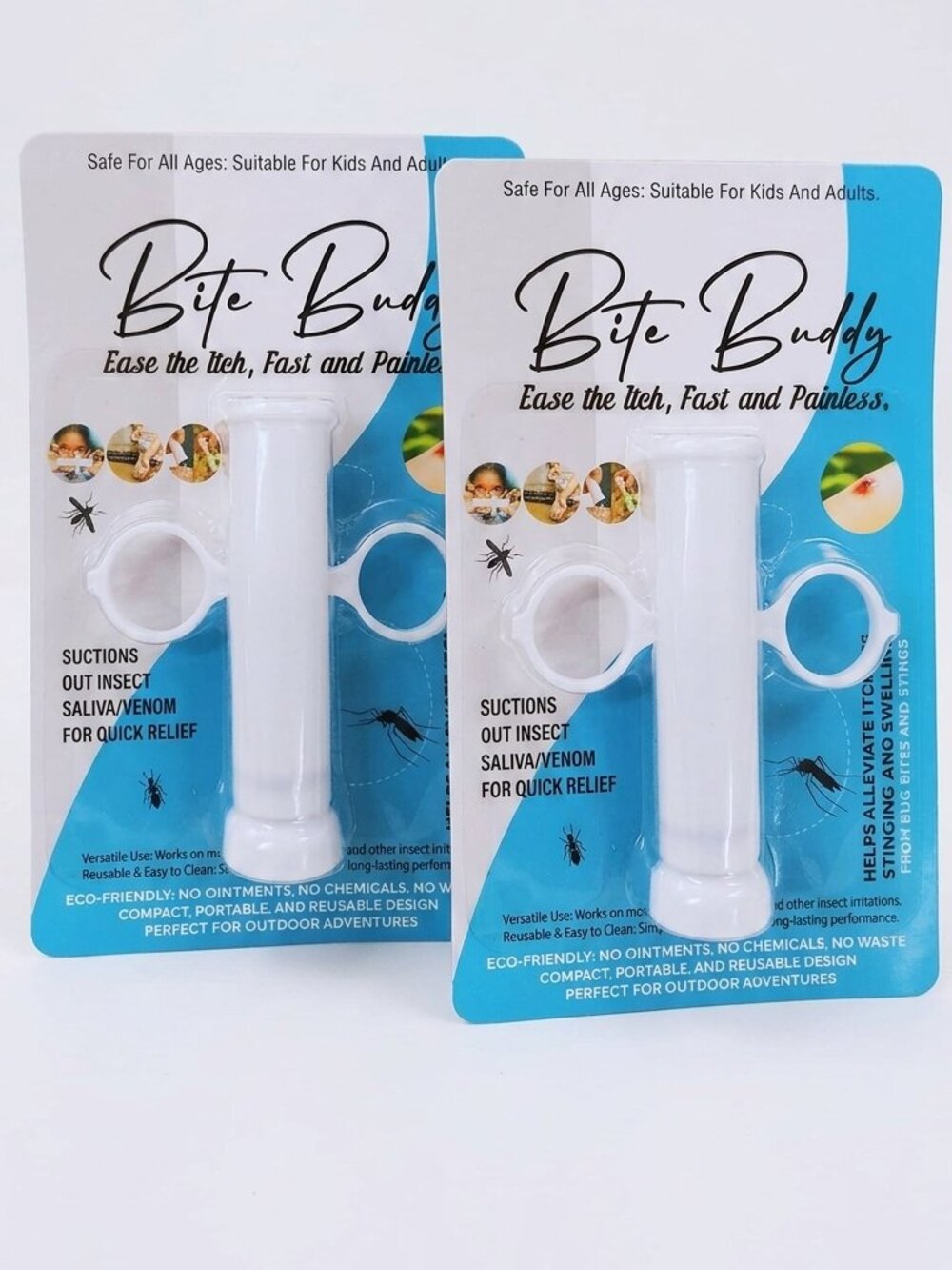 SET OF 2 Bite Buddy Bug Bite Natural Mosquito Sting Relief Suction Tools